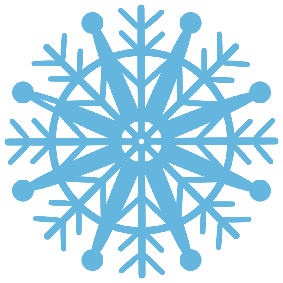 Openwork blue snowflake.  PNG illustration with transparent background.
