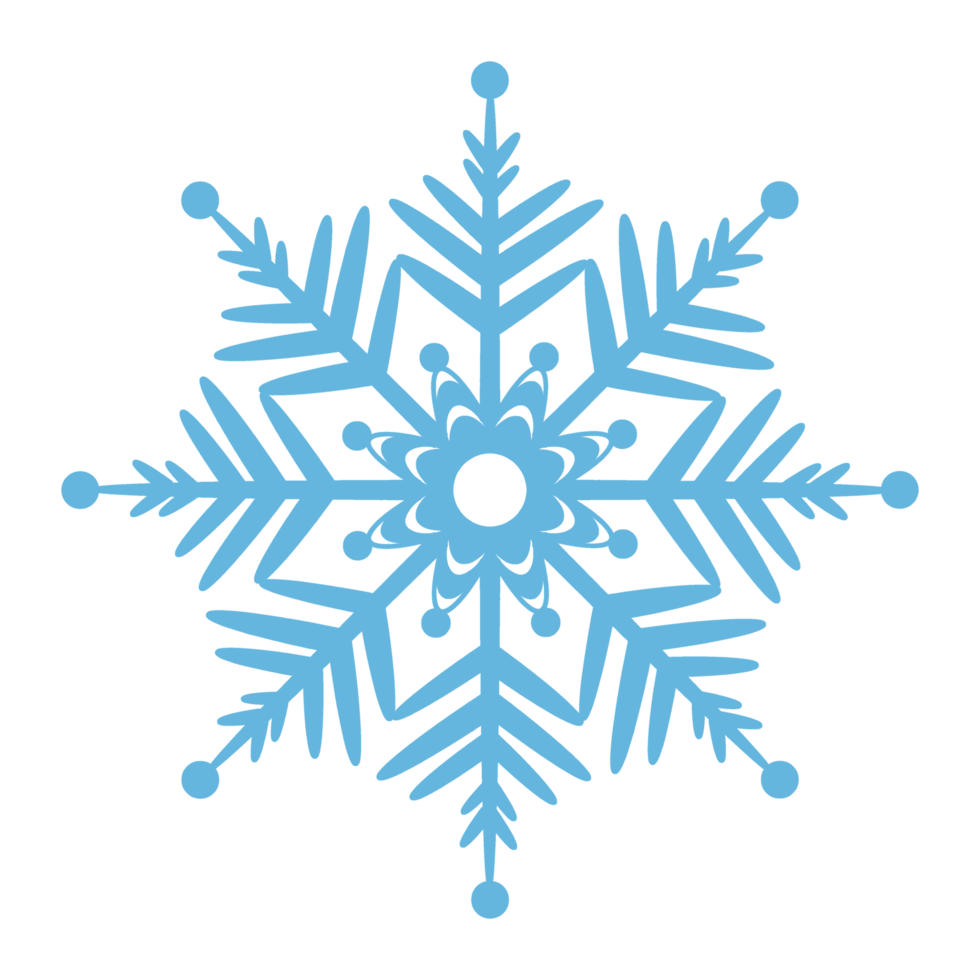 Openwork blue snowflake.  PNG illustration with transparent background.