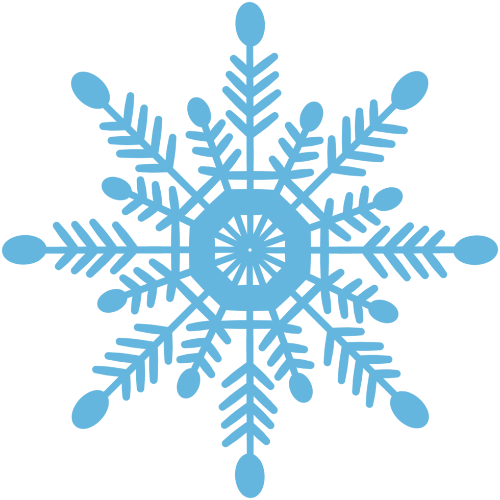 Openwork blue snowflake.  PNG illustration with transparent background.