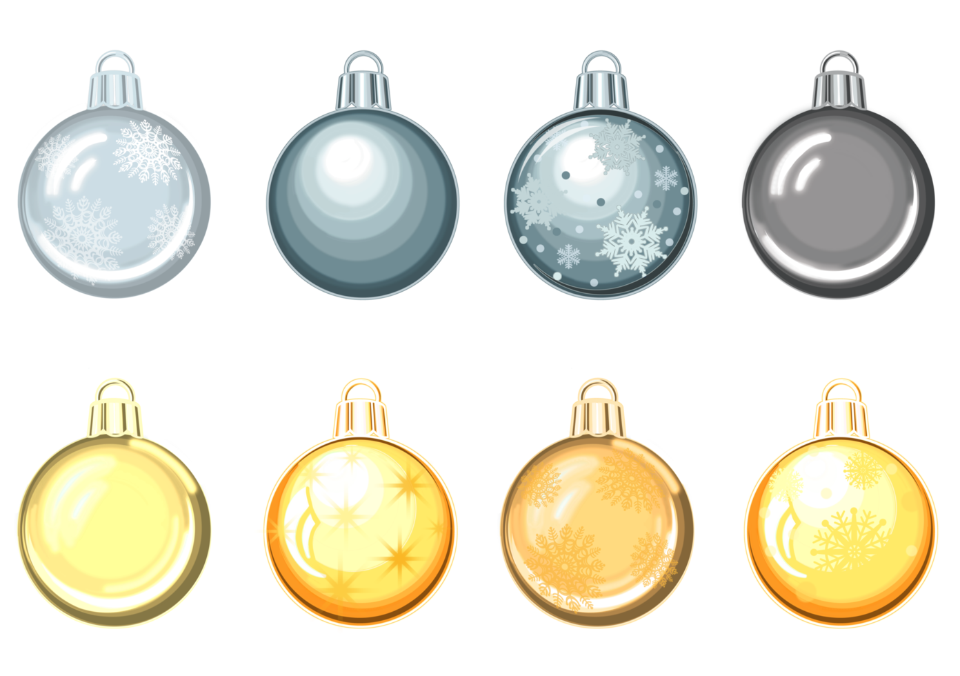 Set of colorful Christmas ball. PNG illustration with transparent background.