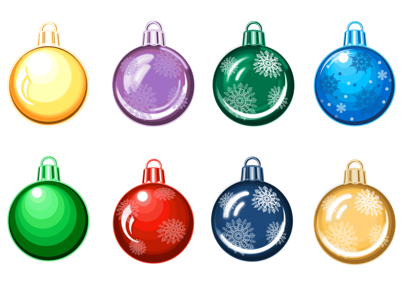 Set of colorful Christmas ball. PNG illustration with transparent background.