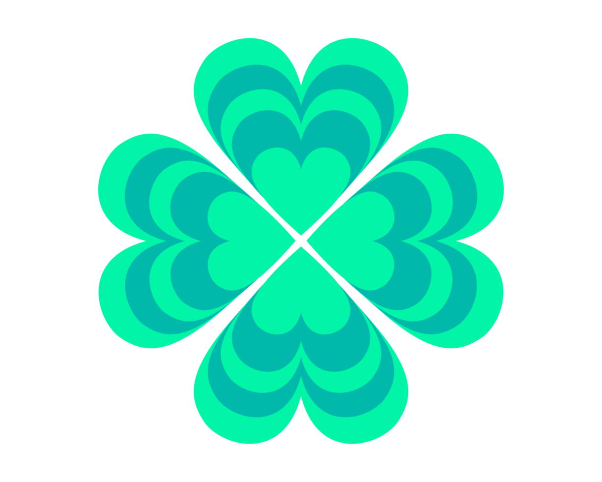 Layered Four Leaf Clover Of Green Hearts 16713987 PNG