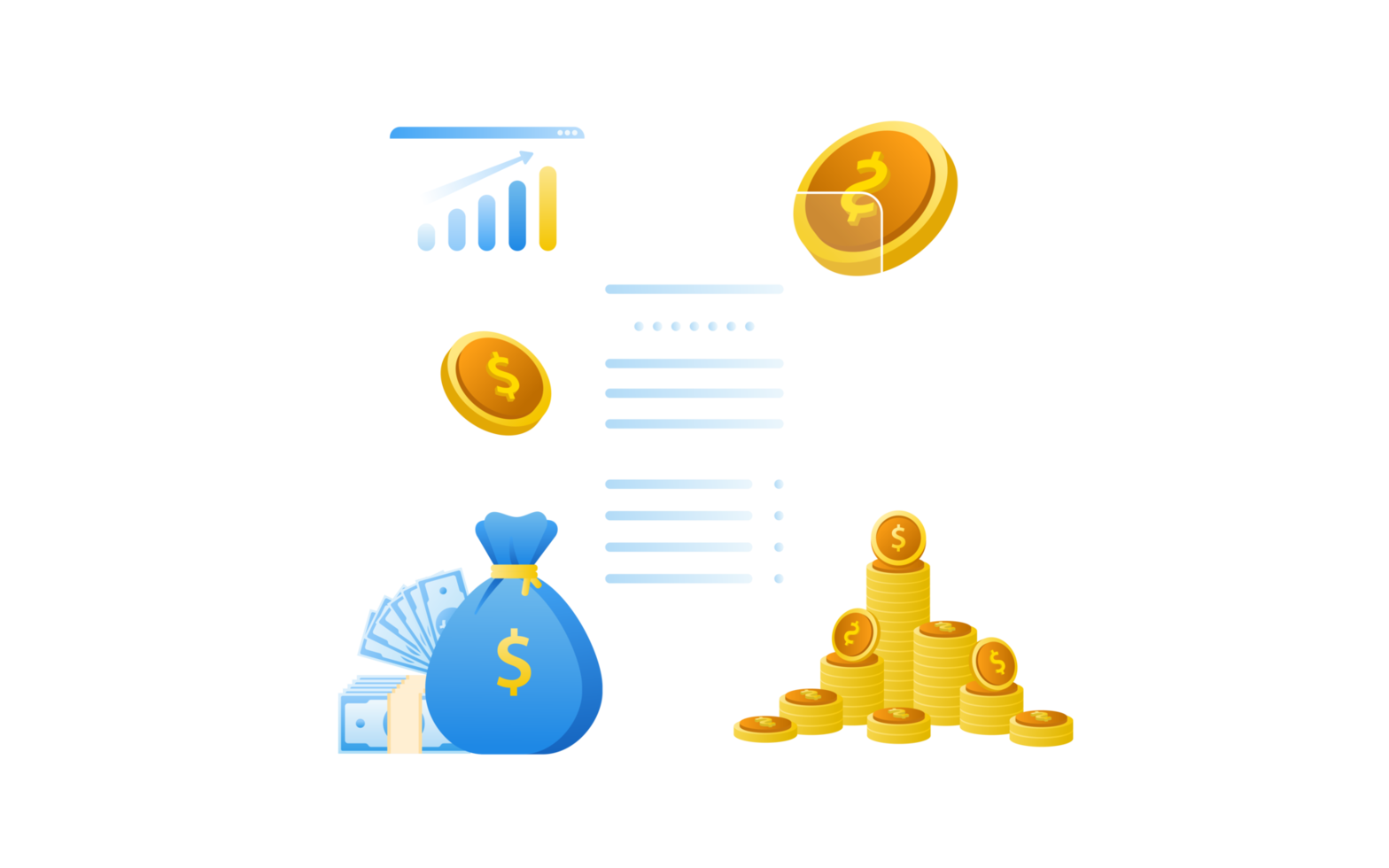 Financial management concept and investment, Flat design of payment and finance with pile coins or stack of coins. png