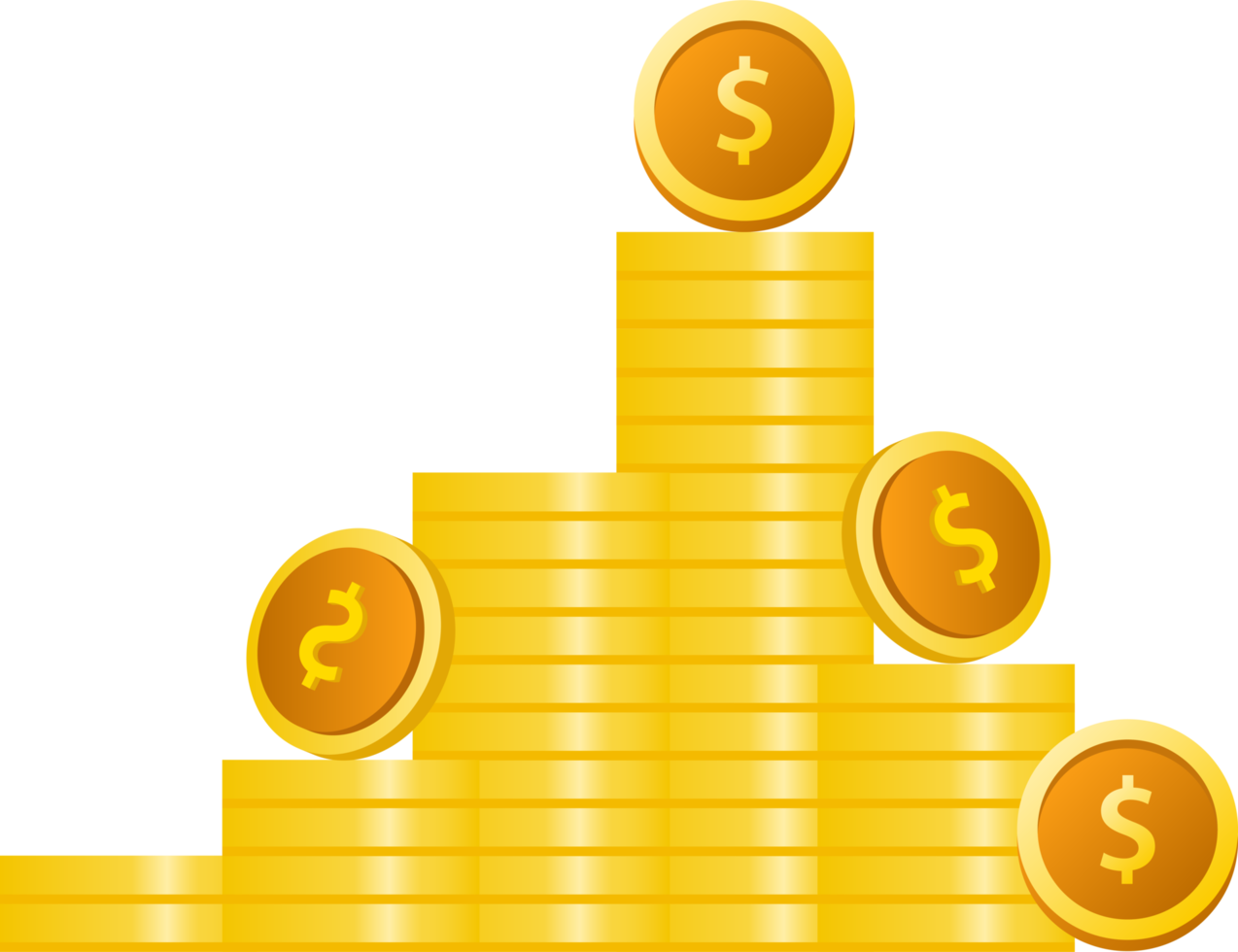 Flat design of payment and finance with pile coins, coin stack, money coin and gold coin. png