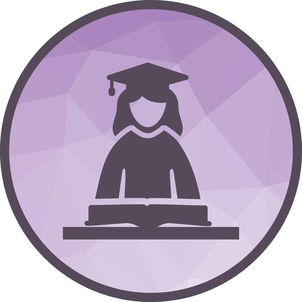 Female Student Low Poly Background Icon vector