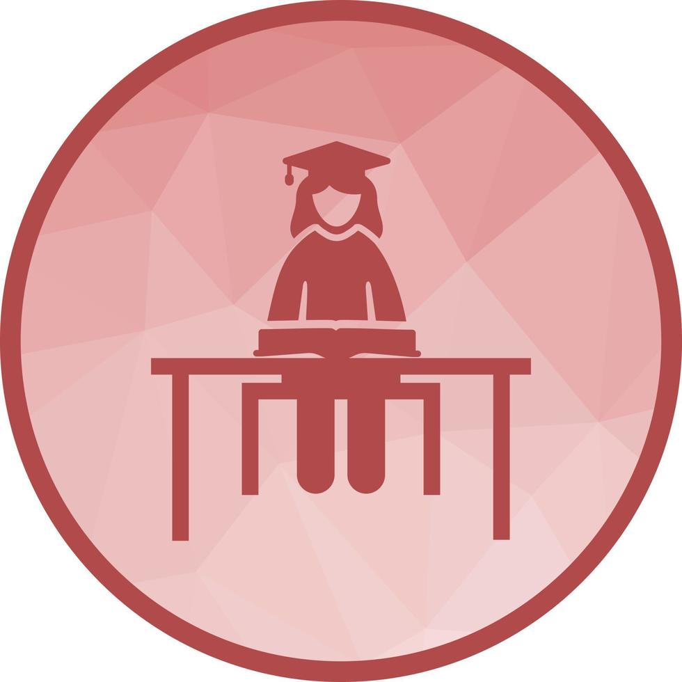 Female Student Studying Low Poly Background Icon vector