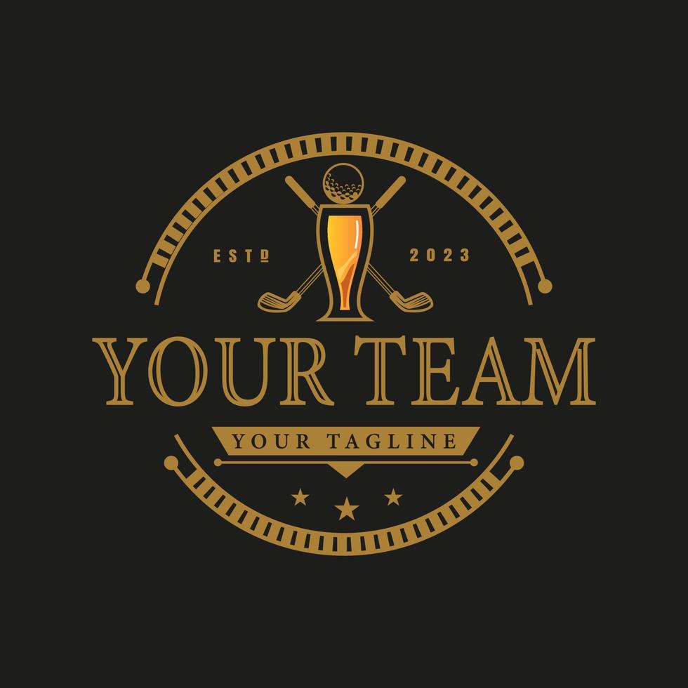 Restaurant Golf Bar with vintage Golf Ball logo design,template,symbol,vector icon vector