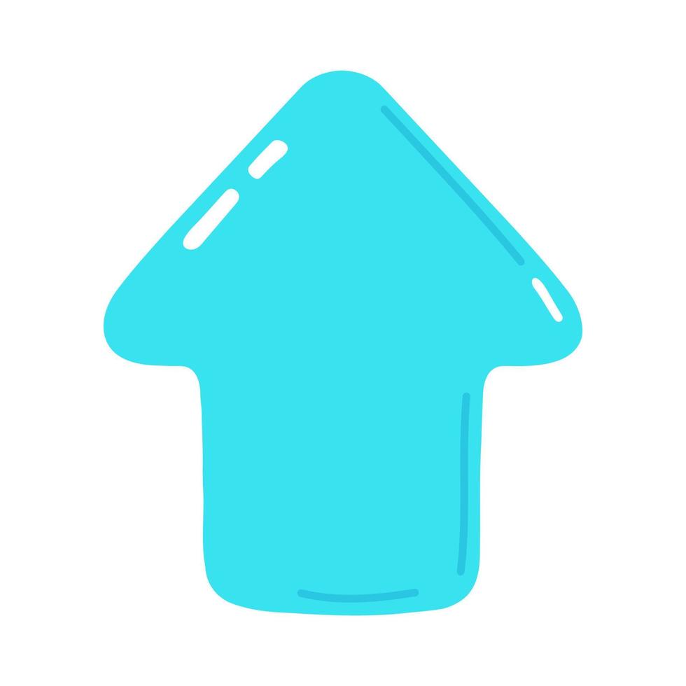 Cute funny blue arrow icon. Vector hand drawn cartoon kawaii character illustration icon. Isolated on white background. Blue arrow up direction