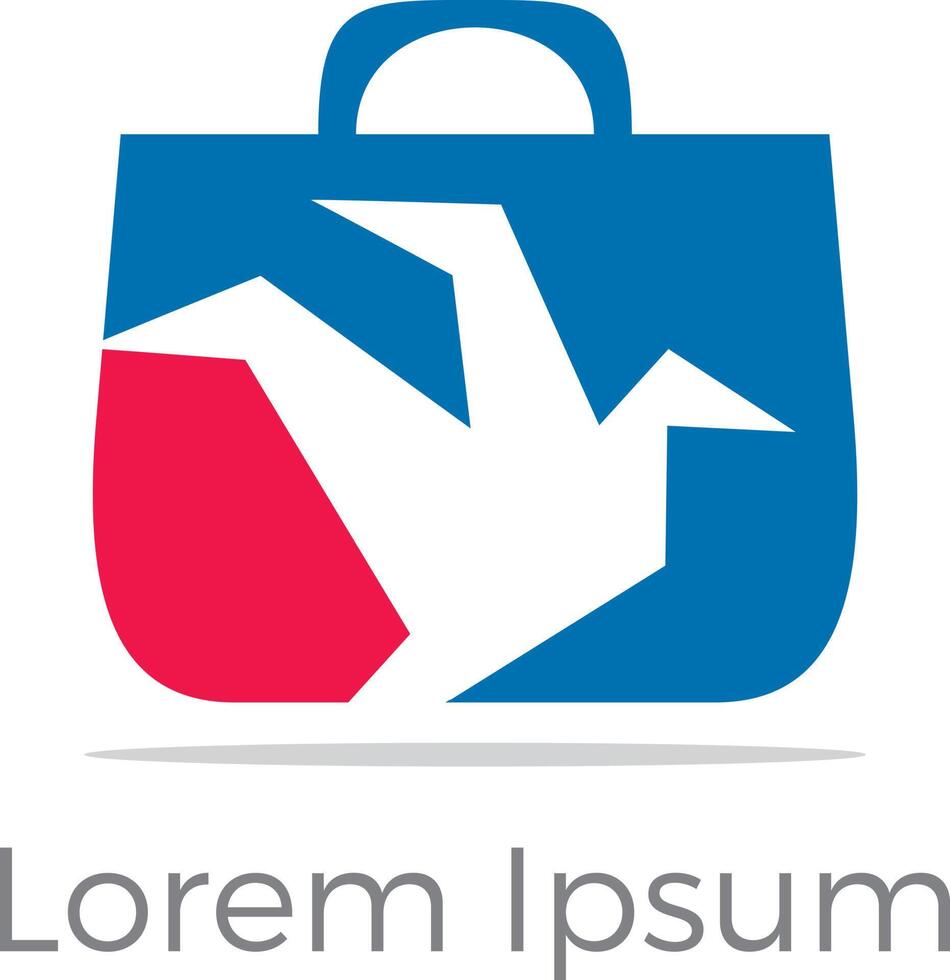 logotipo de bolsa de compras, diseño de vector de bolsa de viaje, ilustración de pájaro en bolsa