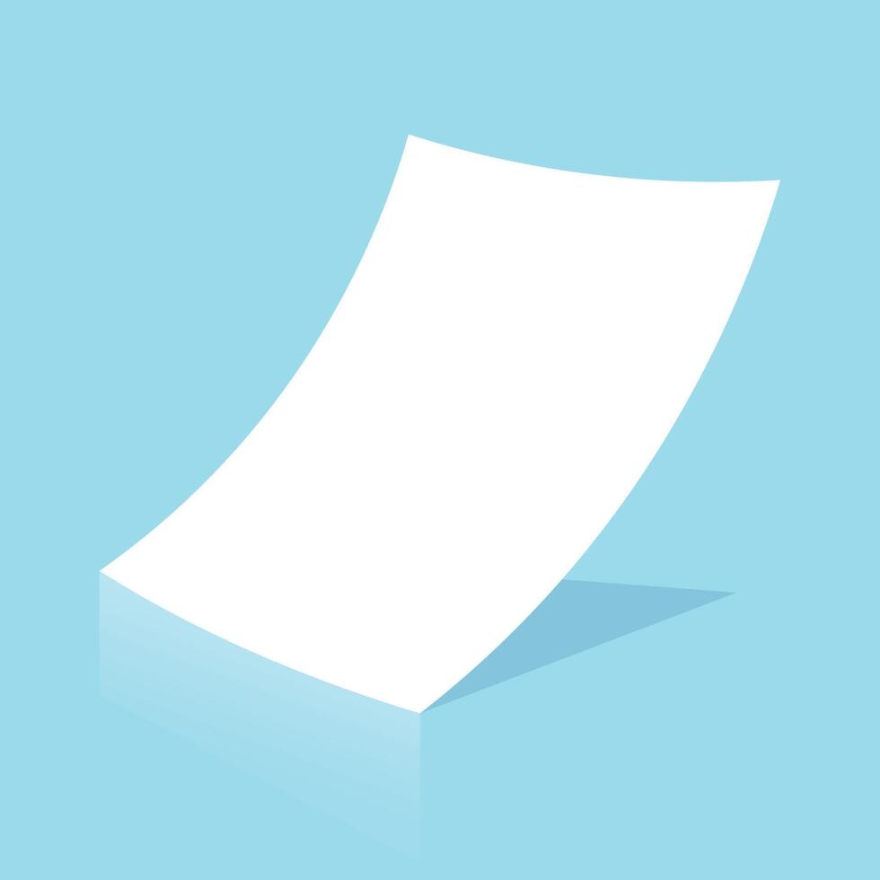 Mockup blank white paper page A4 size with shadow. Vector A3 size paper mock up isolated on gray background.
