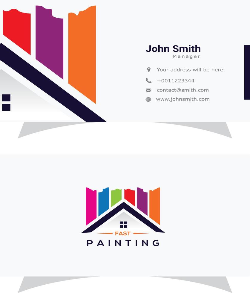 servicio de pintura de casas y reparación de icono multicolor. logotipo vectorial, etiqueta, diseño de emblema. concepto para la decoración del hogar, la construcción, la construcción de viviendas y la tinción. vector