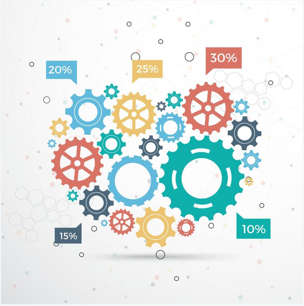 vector template Infographic with gear chain. Vector gears