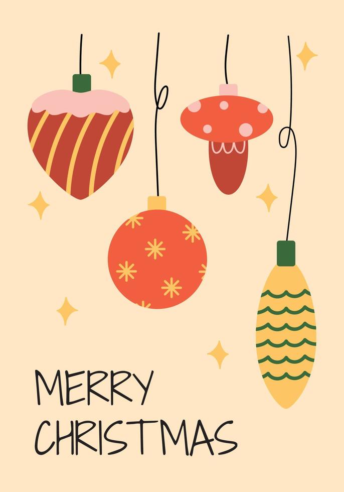 Card Merry Christmas with Christmas toys vector