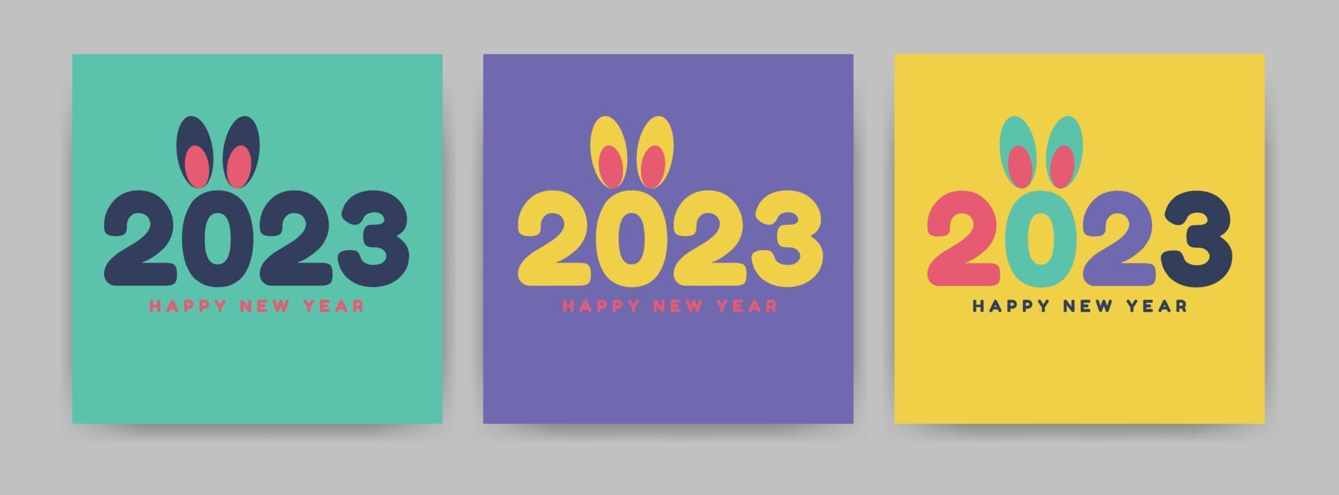 Set card 2023 Happy New Year. Vector. Design templates with typography logo 2023. vector