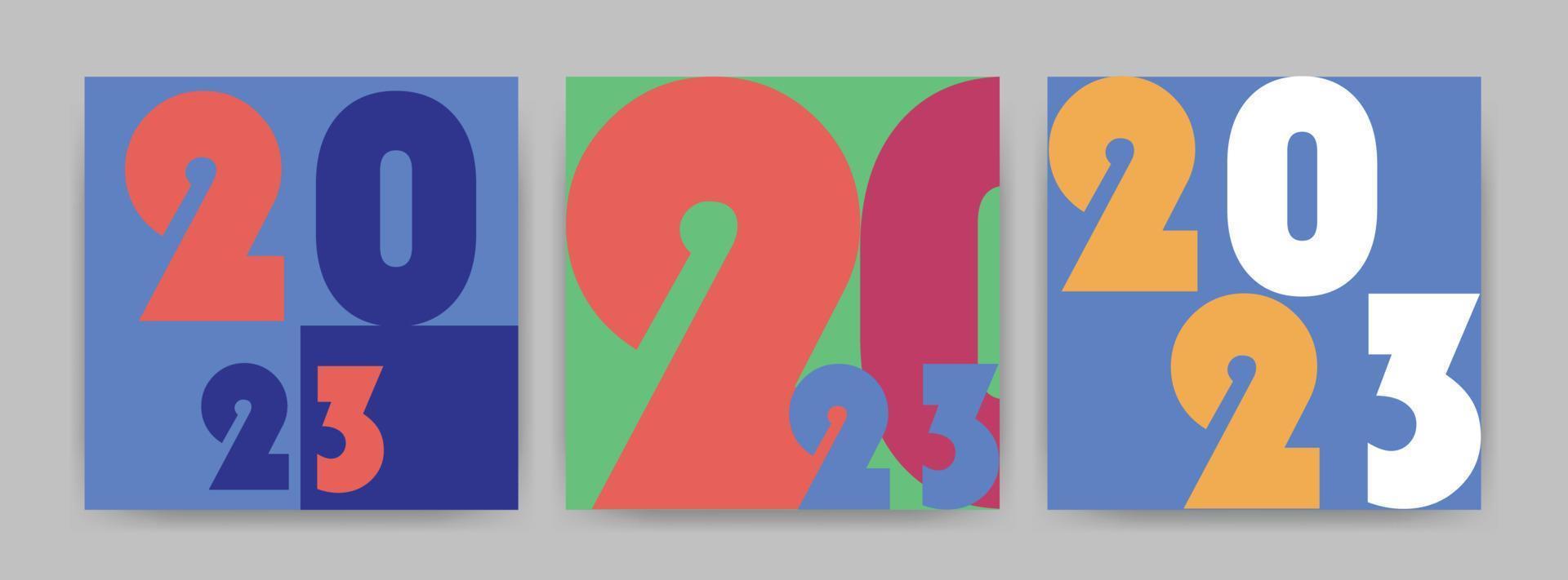 2023 Happy New Year posters set.  Set cover, card vector