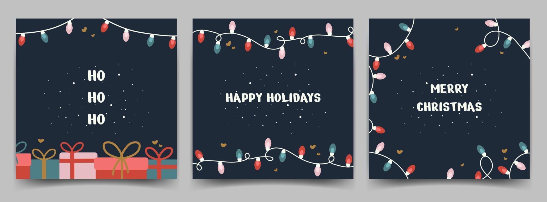 Christmas cards merry christmas. Typography design. Vector illustration. On the dark background