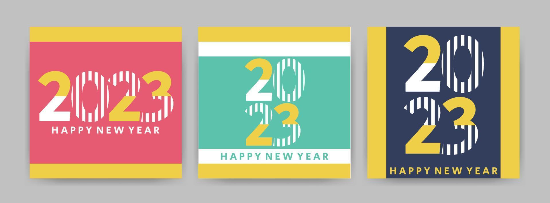 concepto creativo de 2023 juego de carteles de feliz año nuevo. vector