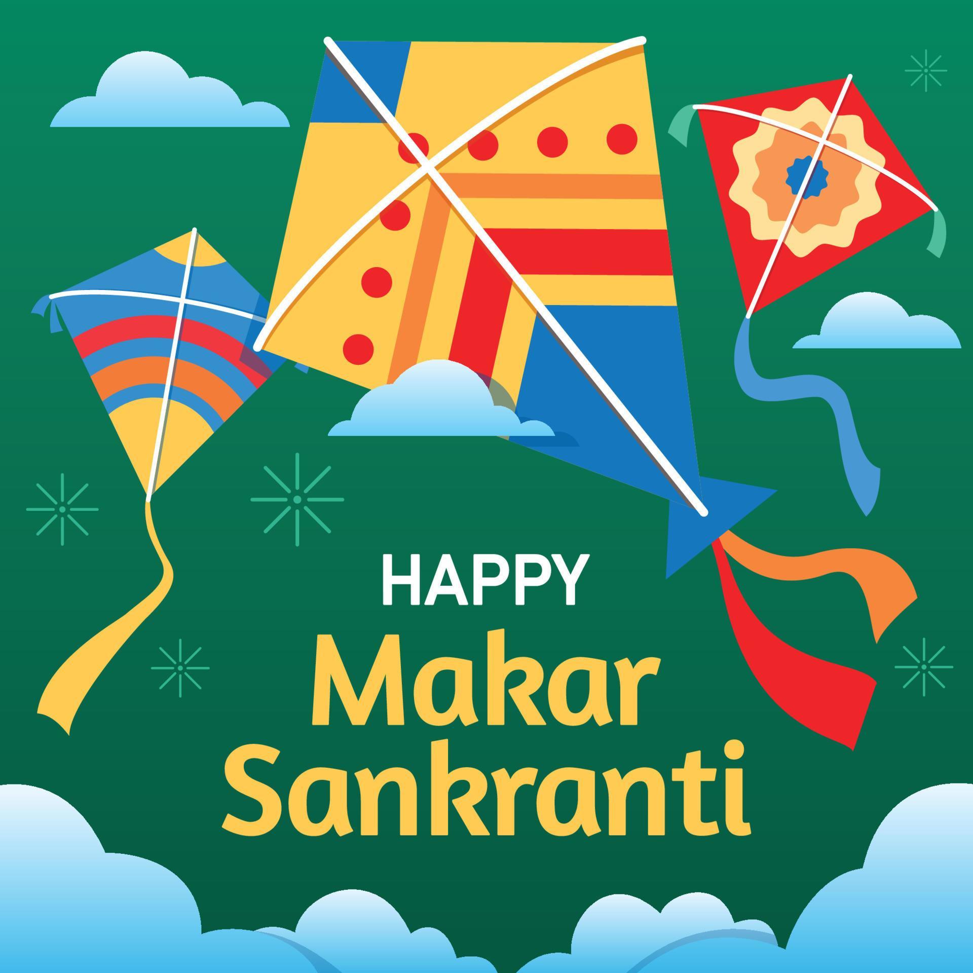 Celebrating Makar Sankranti Kite Festival 16716140 Vector Art at Vecteezy