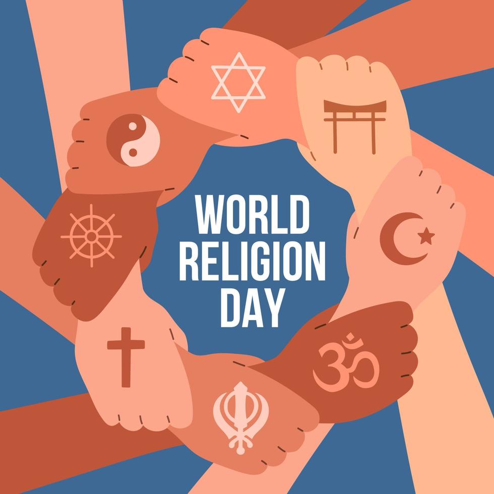 Ilustración de vector de diseño de banner de día de religión mundial