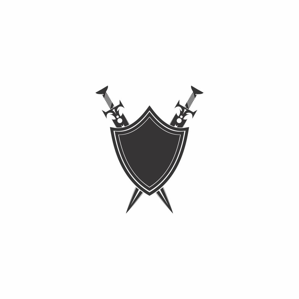 sword and shield logo illustration vector