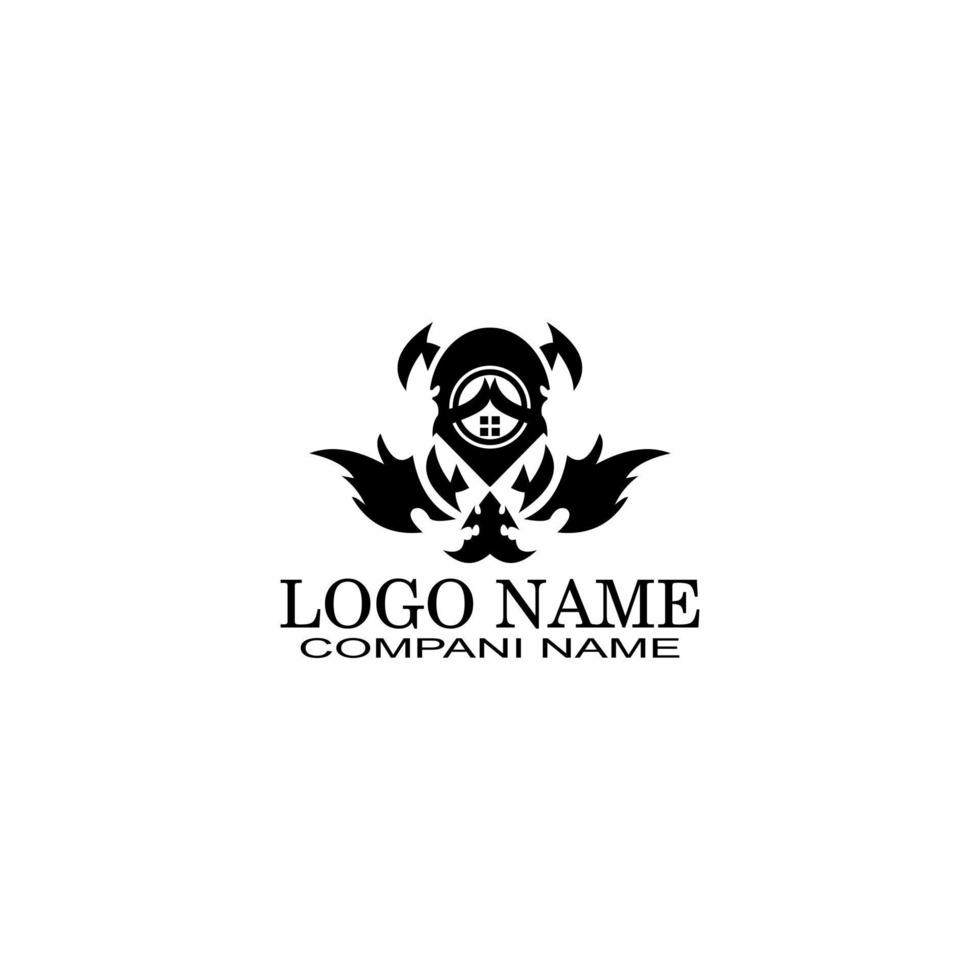 japanese helmet illustration logo vector