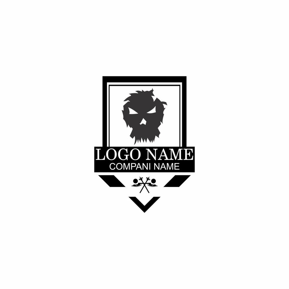 skull head illustration logo vector