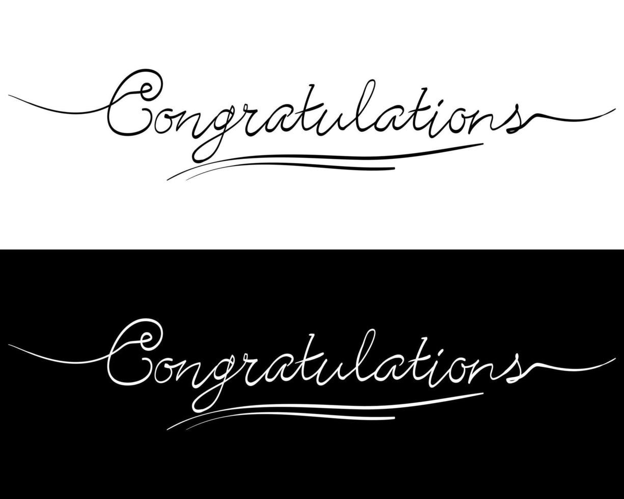 Congratulations phrase, ink brush text hand lettering calligraphy. use for poster,greeting Card, banner. isolated on white background. vector illustration