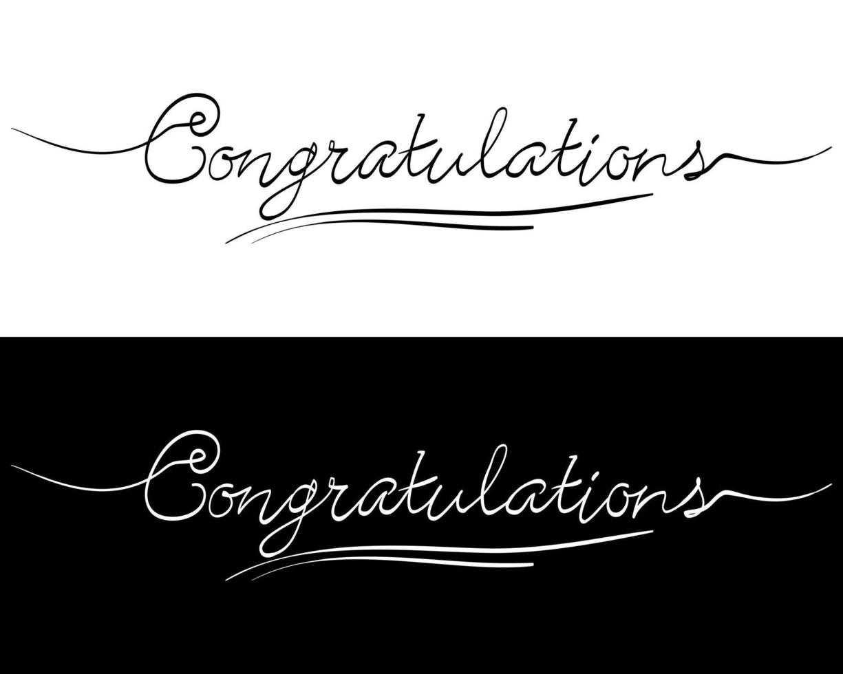 Congratulations phrase, ink brush text hand lettering calligraphy. use for poster,greeting Card, banner. isolated on white background. vector illustration