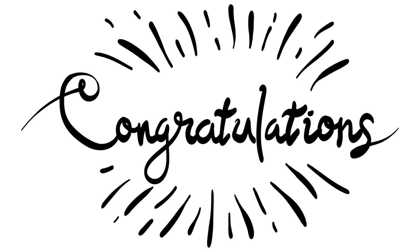 Congratulations phrase, ink brush text hand lettering calligraphy. use for poster,greeting Card, banner. isolated on white background. vector illustration