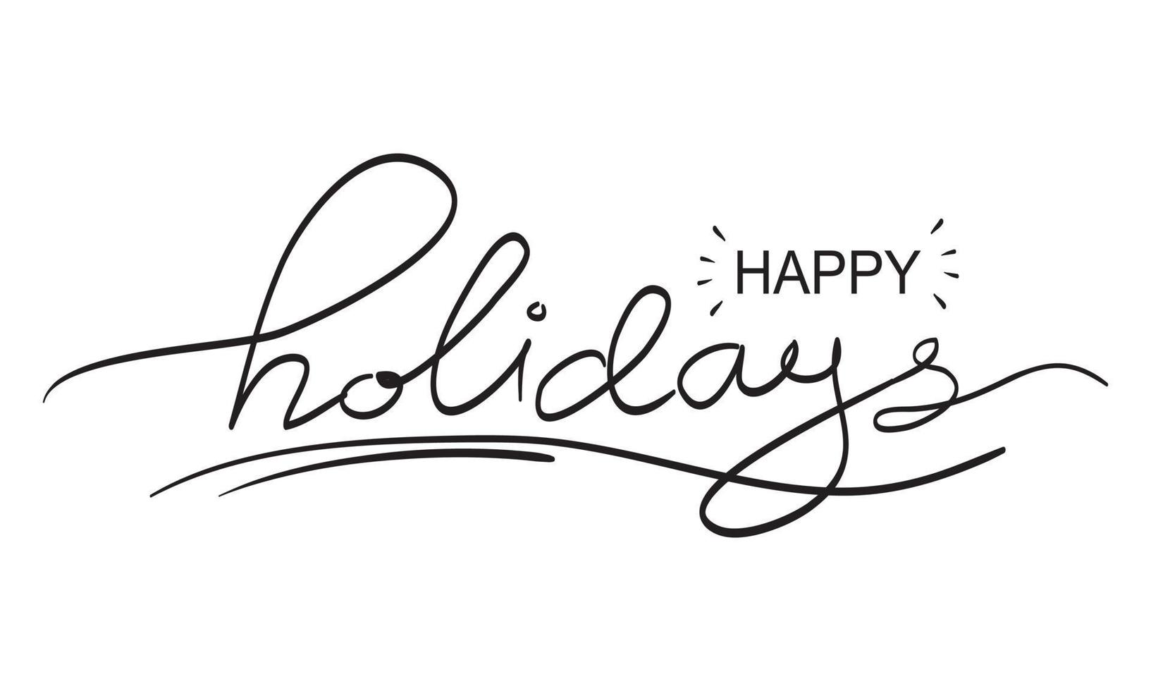 Happy holidays text hand lettering calligraphy. use for Greeting Card.  isolated on white background. vector illustration