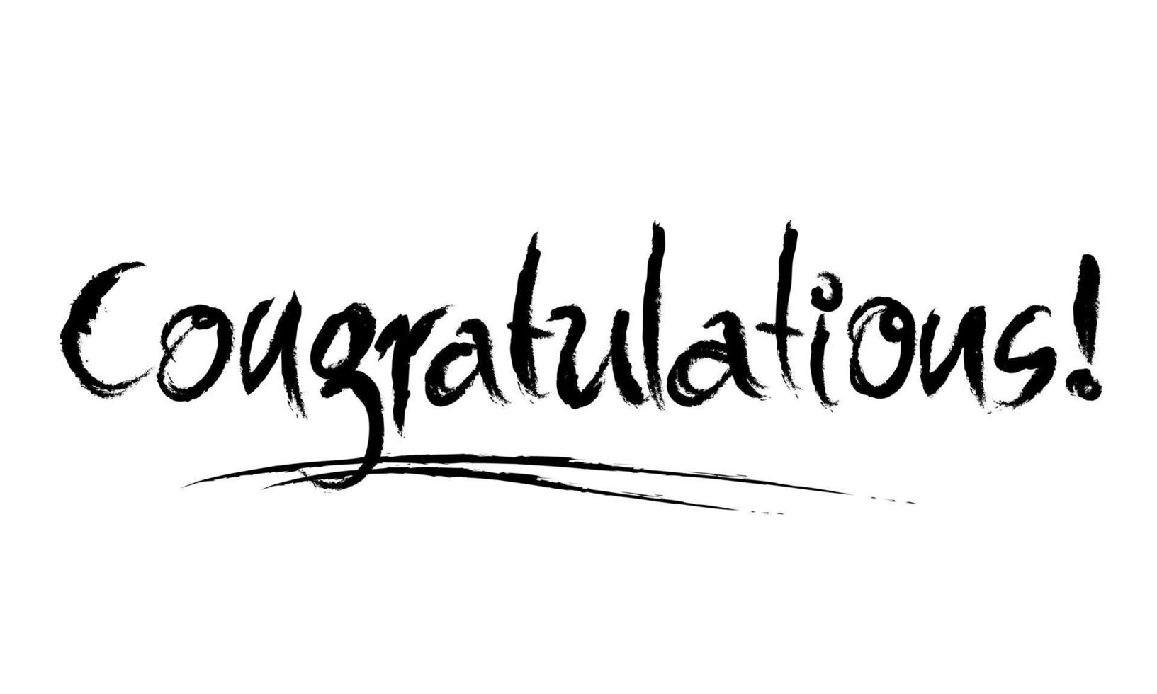 Congratulations phrase, ink brush text hand lettering calligraphy. use for poster,greeting Card, banner. isolated on white background. vector illustration