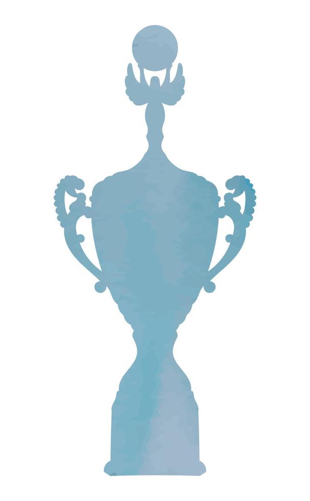 Shape of silhouette of sports realistic color cup trophy winner. Watercolor outline trophy cup. Vector illustration