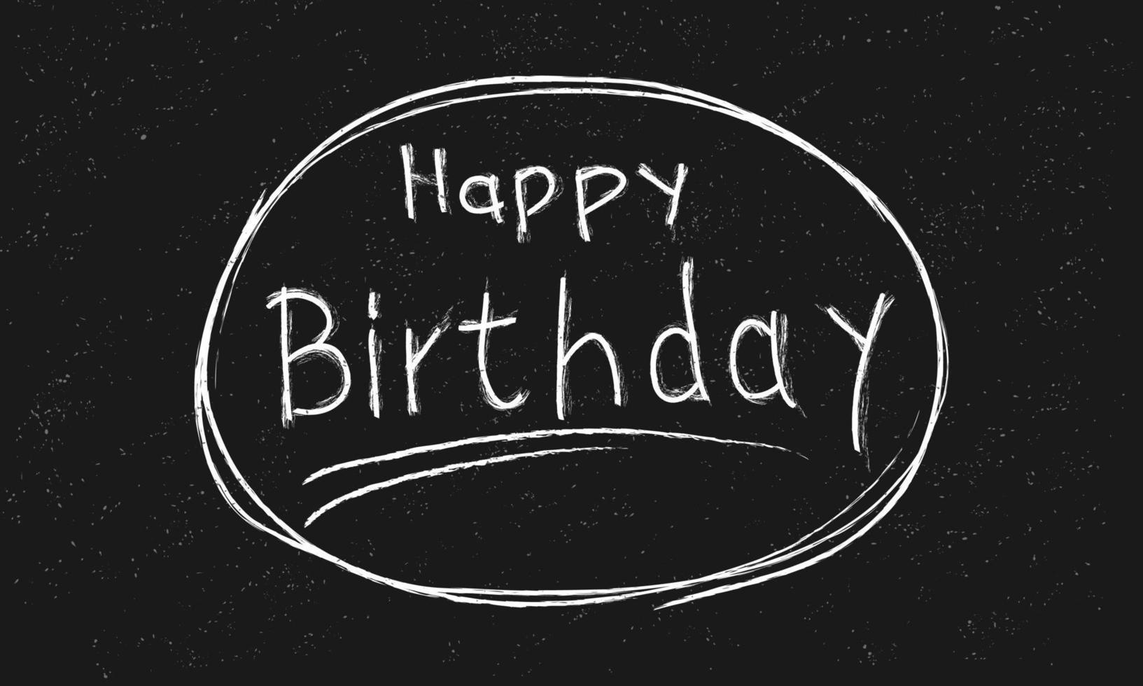 Happy Birthday phrase. simple text hand lettering calligraphy. use for Greeting Card.  isolated on black background. vector illustration