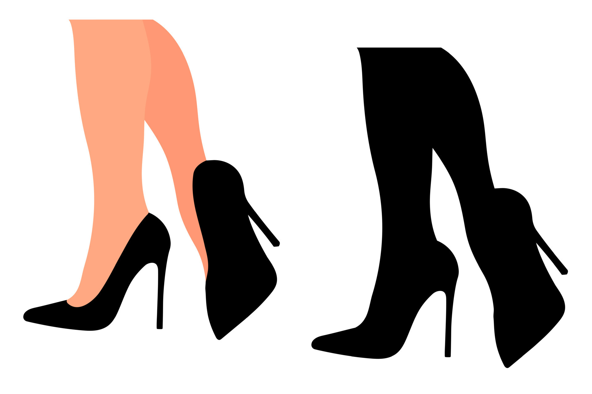 Silhouette of high heel shoes on female legs. Women shoe model. Stylish  accessory 16716374 Vector Art at Vecteezy