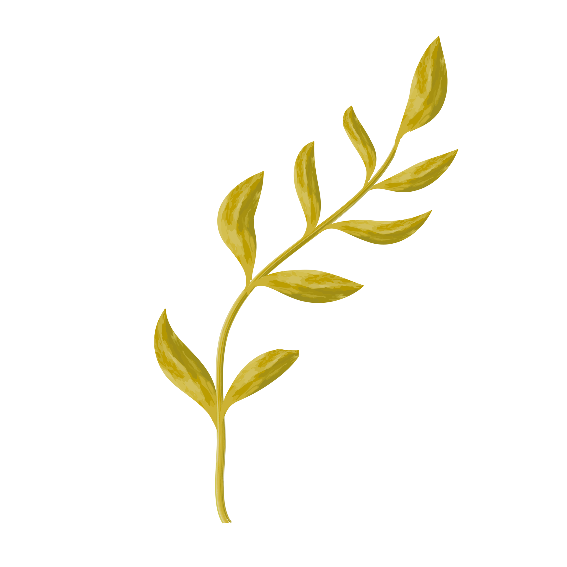 Free: Branch Leaf Gold , Hand painted gold leaves transparent background  PNG clipart 
