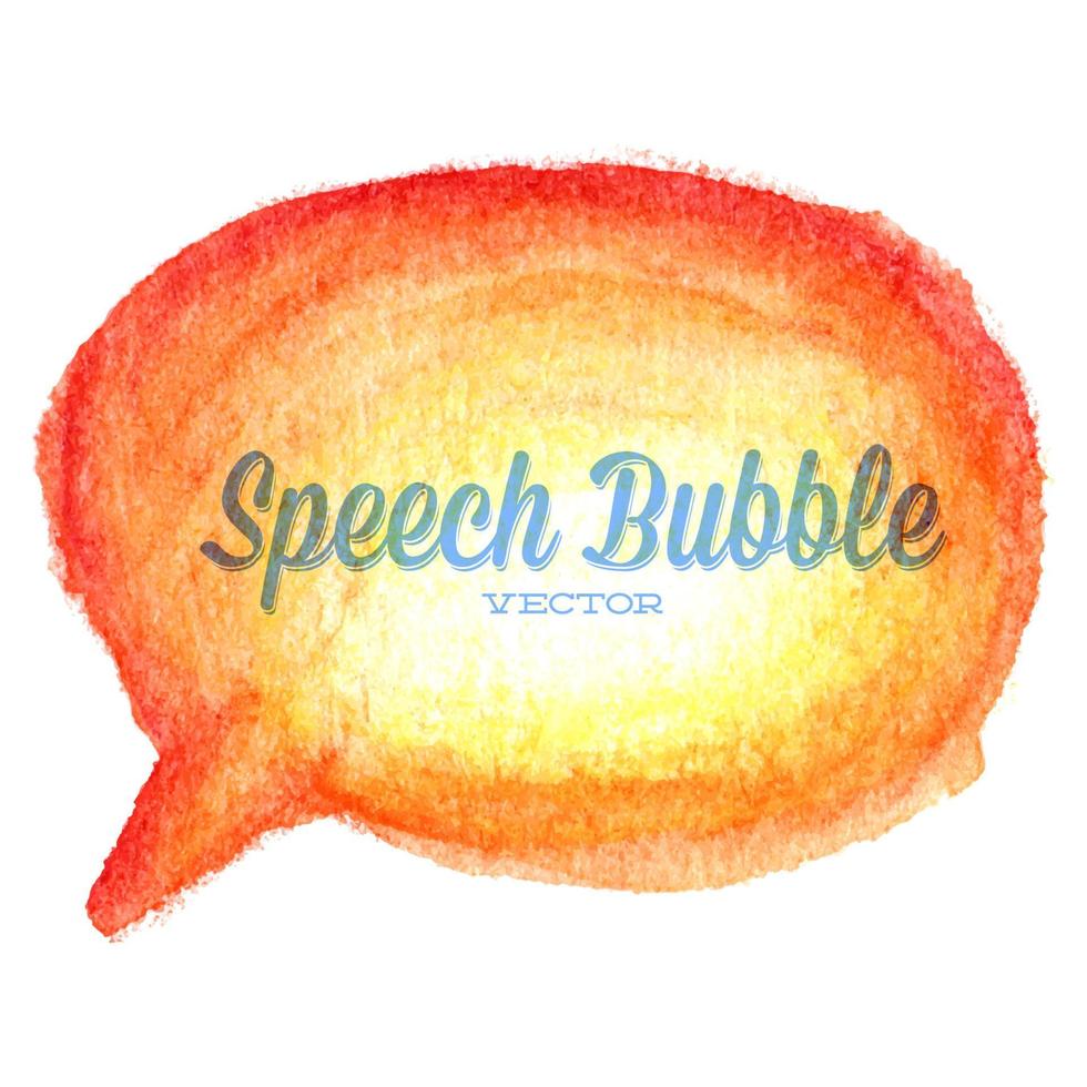 Vector watercolor drawn orange speech bubble with lettering