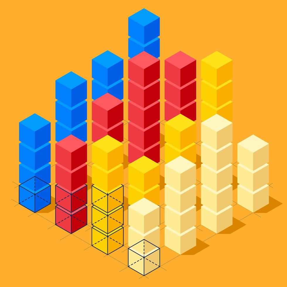 Flat infographics with cubes and wired structures vector