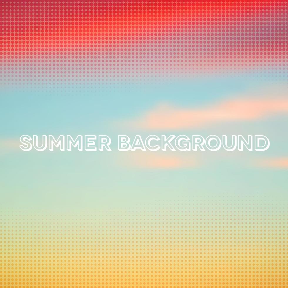 Abstract summer dawn background with halftone overlay vector