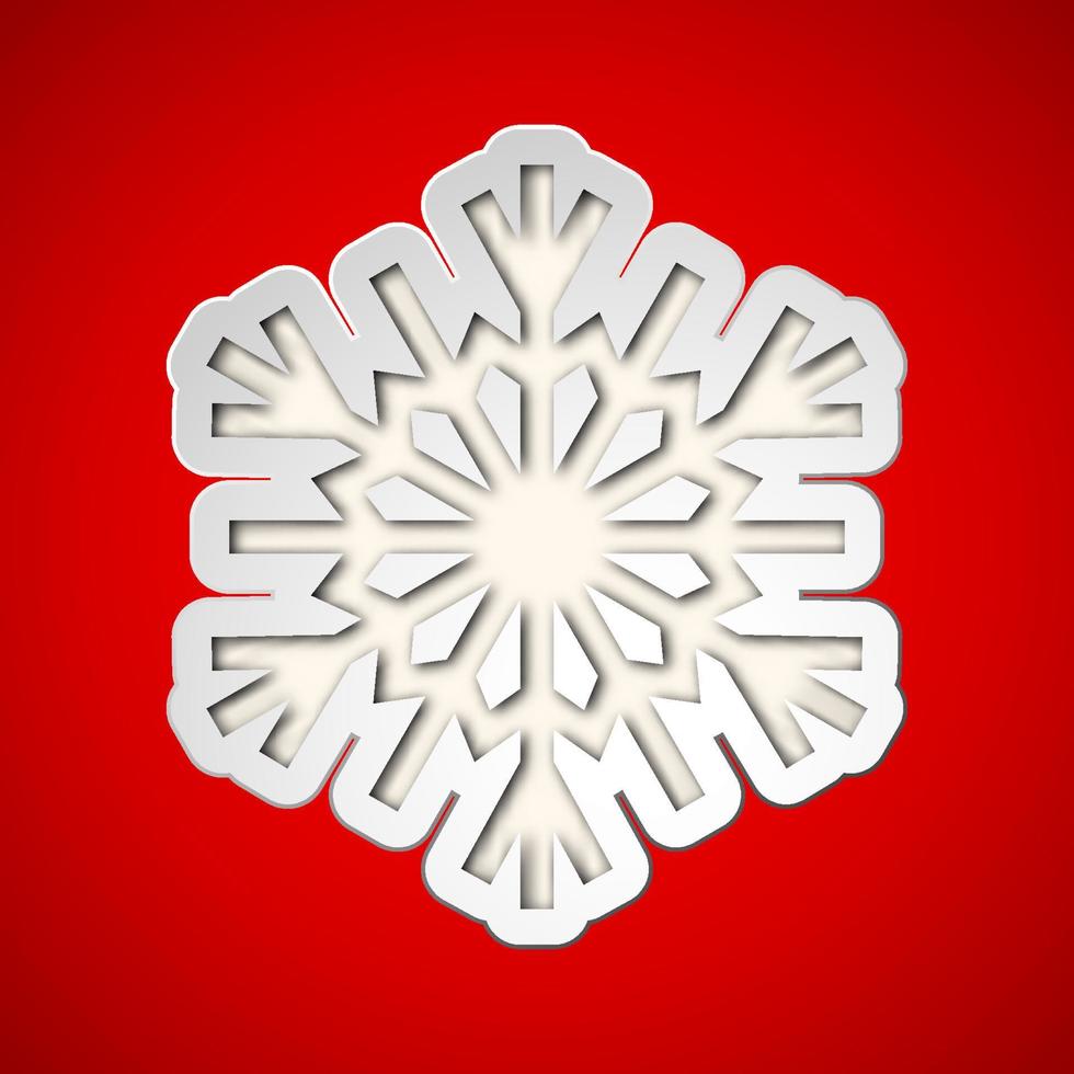 Card with cut out christmas snowflake silhouette vector