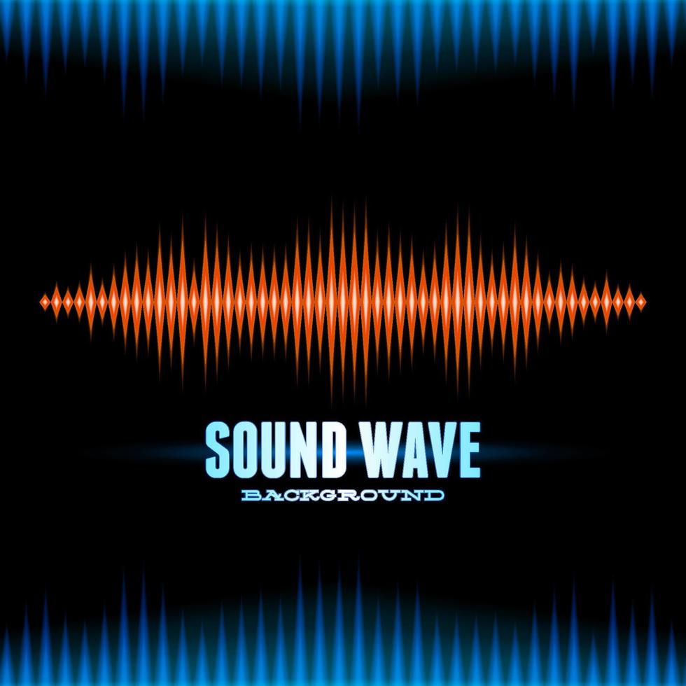 Blue and orange shiny sound waveform background with sharp peaks vector