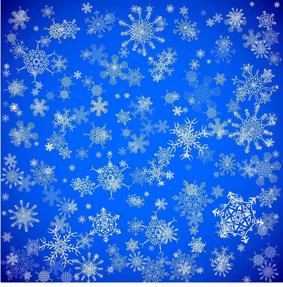 Blue seamless Christmas pattern with different snowflakes falling vector