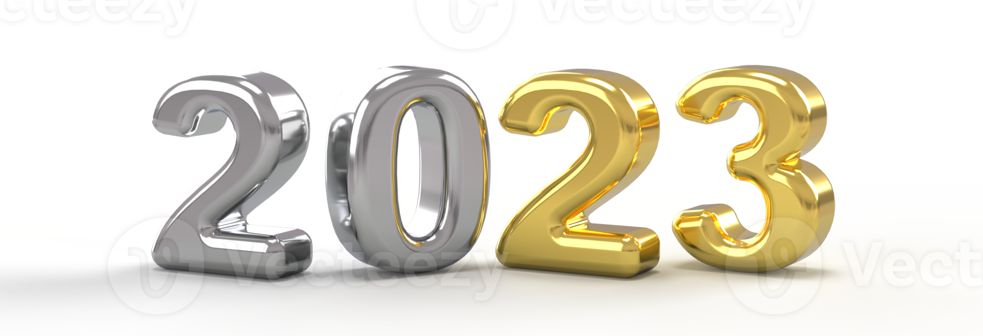 2023 ouro prata metálico 3d pop out números texto png