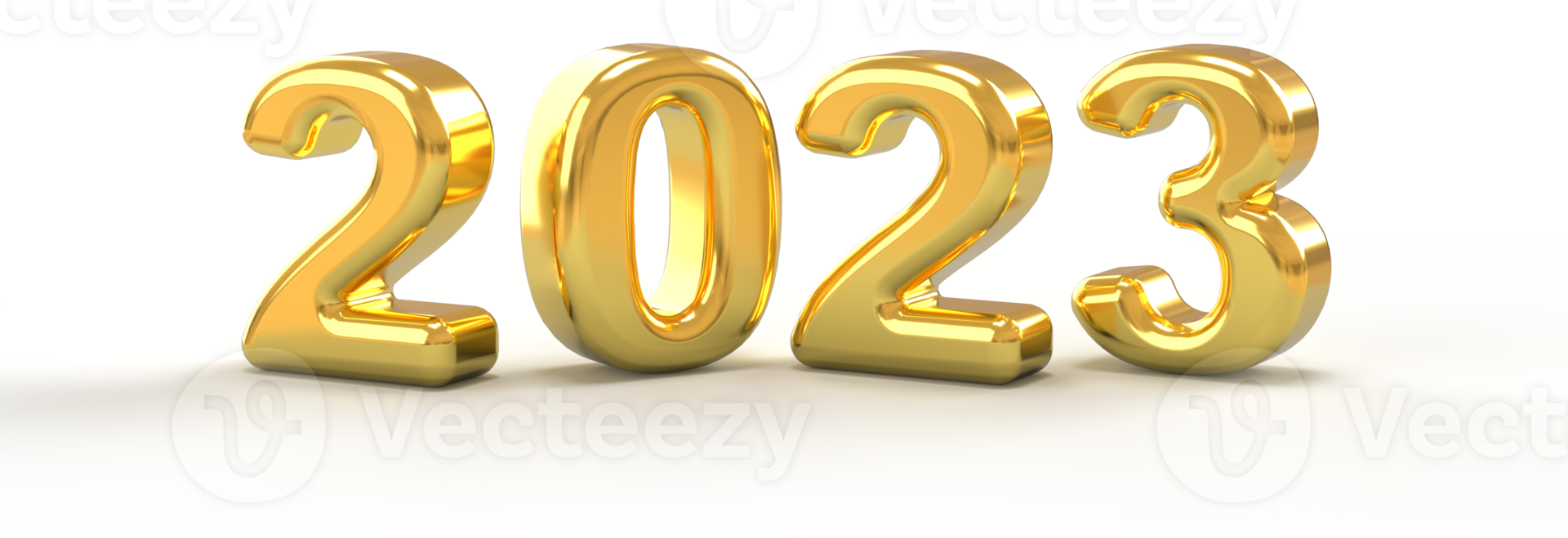 2023 or argent métallisé 3d pop out texte numéros png