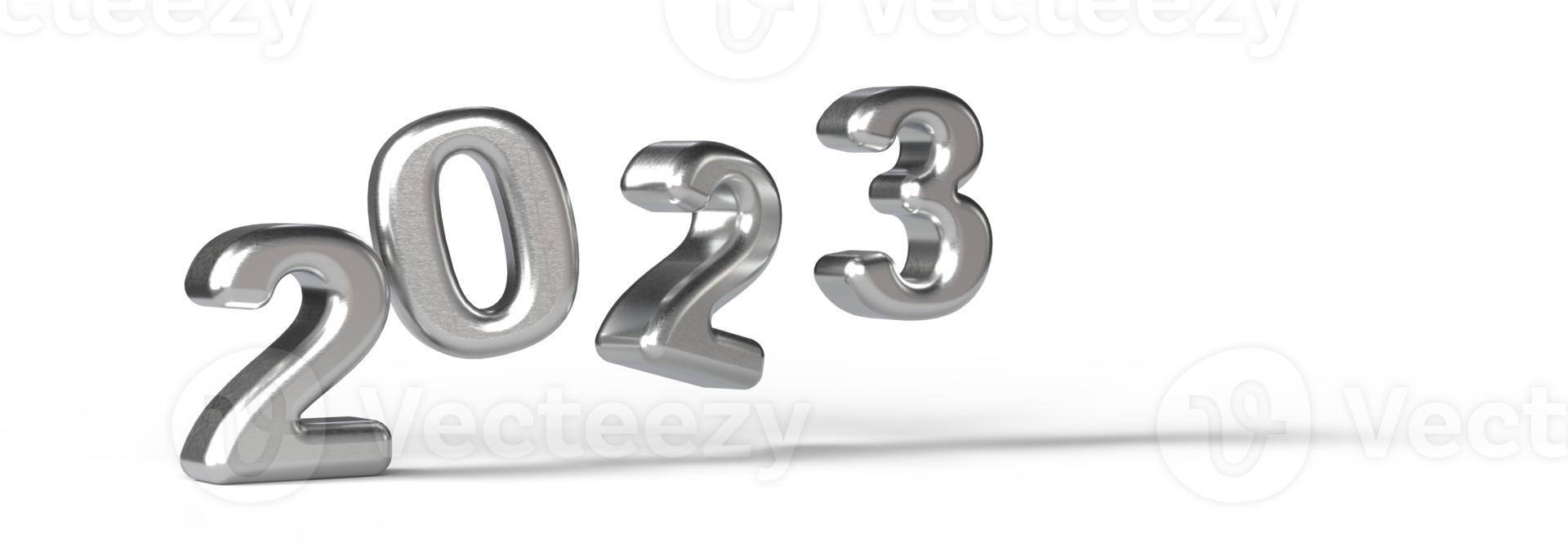 2023 Gold Silver Metallic 3D Pop out numbers text png