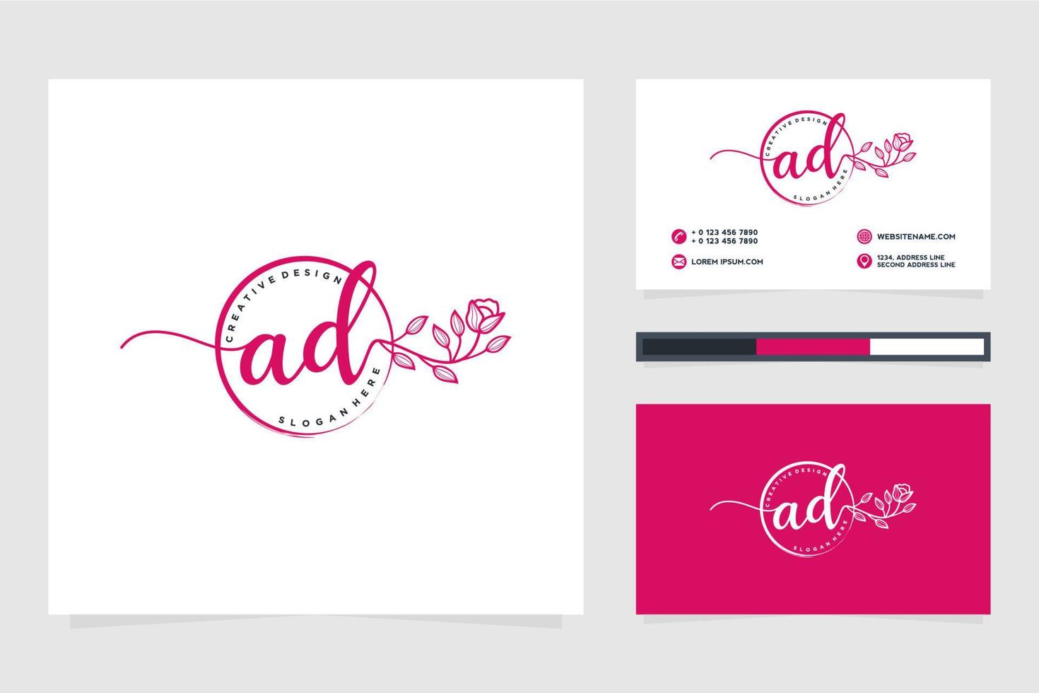 Initial AD Feminine logo collections and business card templat Premium Vector