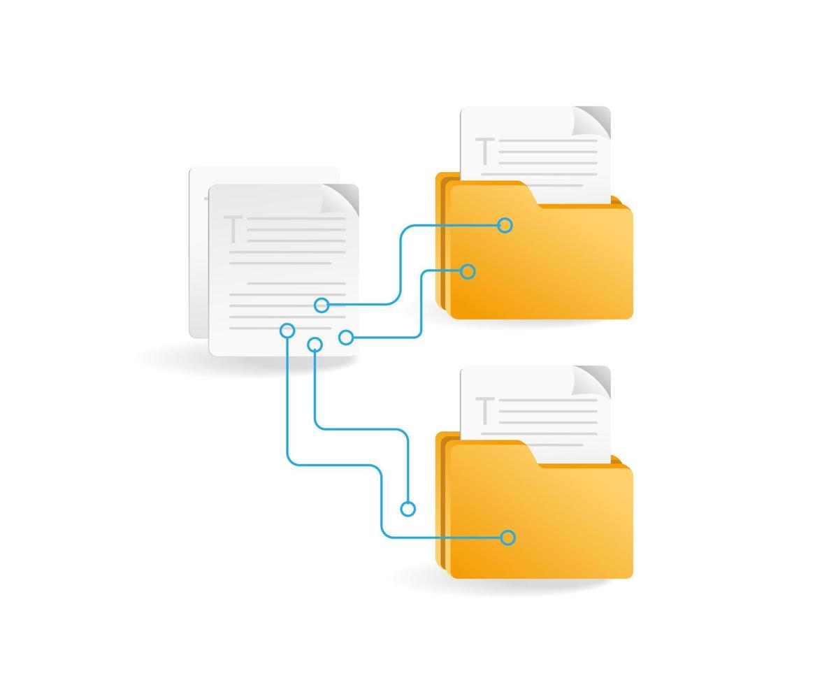 Flat isometric 3d illustration data folder network concept vector