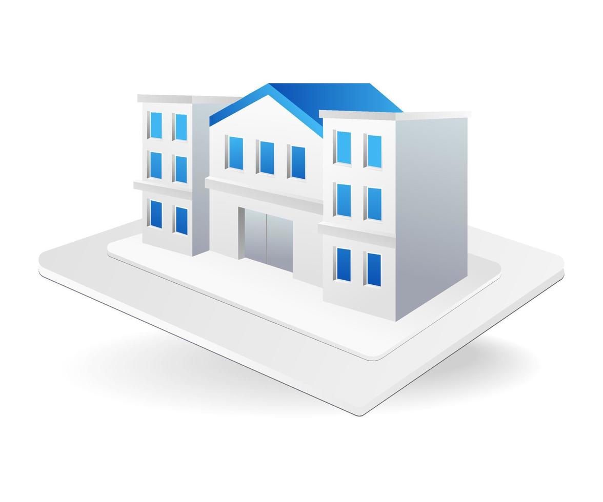 Flat isometric 3d illustration office or hospital building concept vector