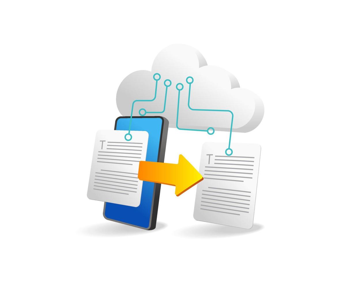 Flat isometric 3d illustration of data transfer concept with smartphone vector