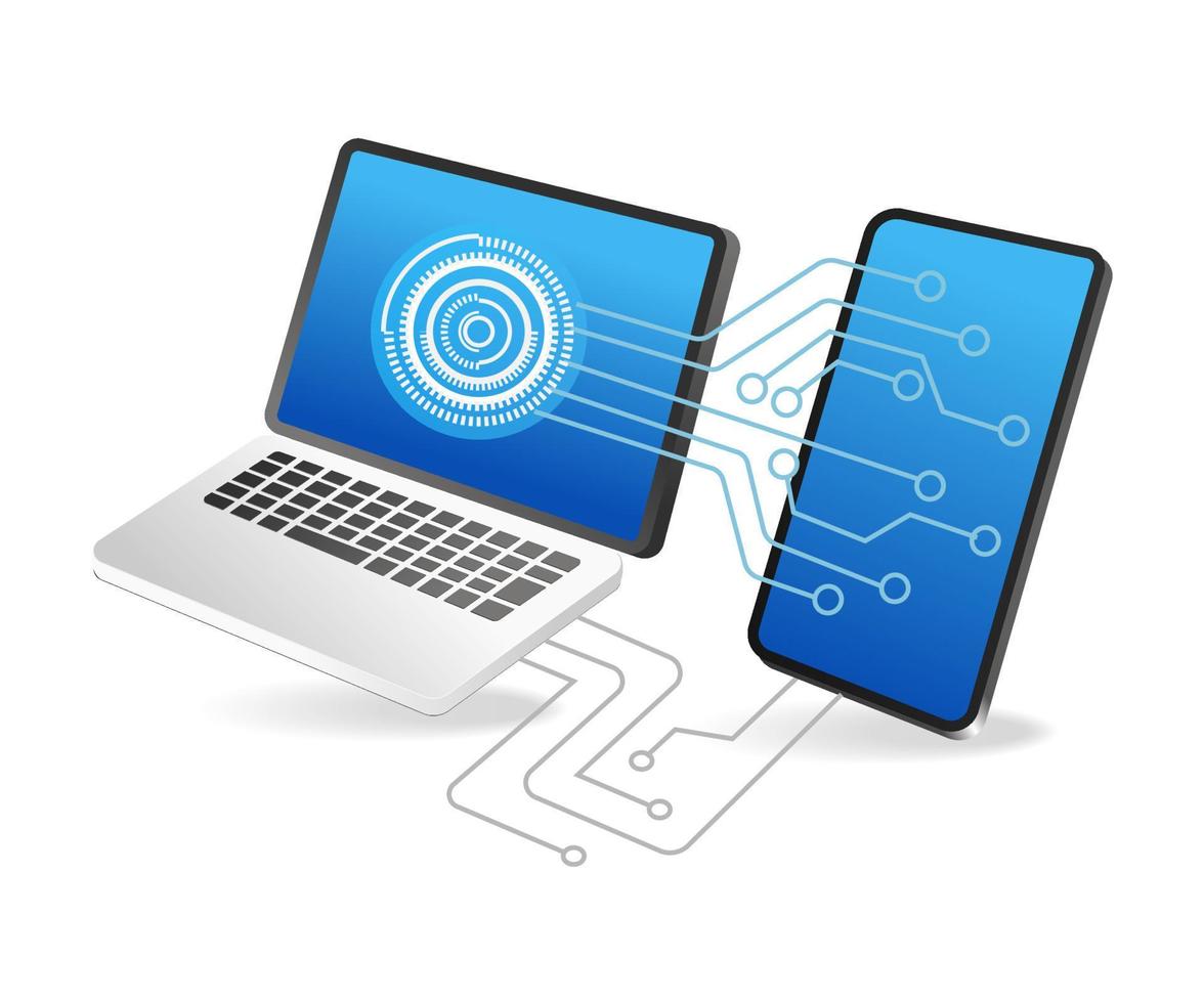 Flat isometric 3d illustration of smartphone maintenance process network vector