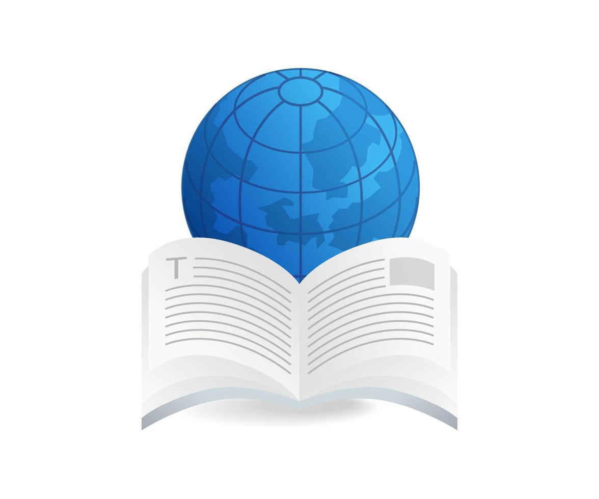 Flat isometric 3d illustration open book concept on earth vector